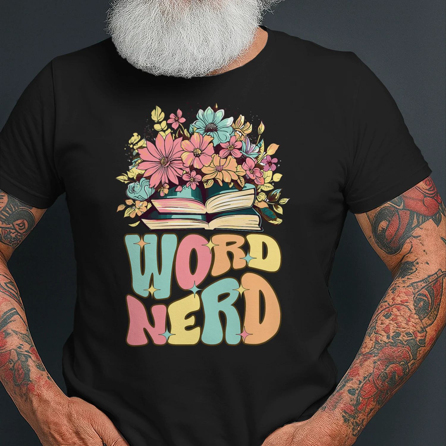 Word Nerd Groovy Book Reader Book Reading Read Books T Shirt REB0936
