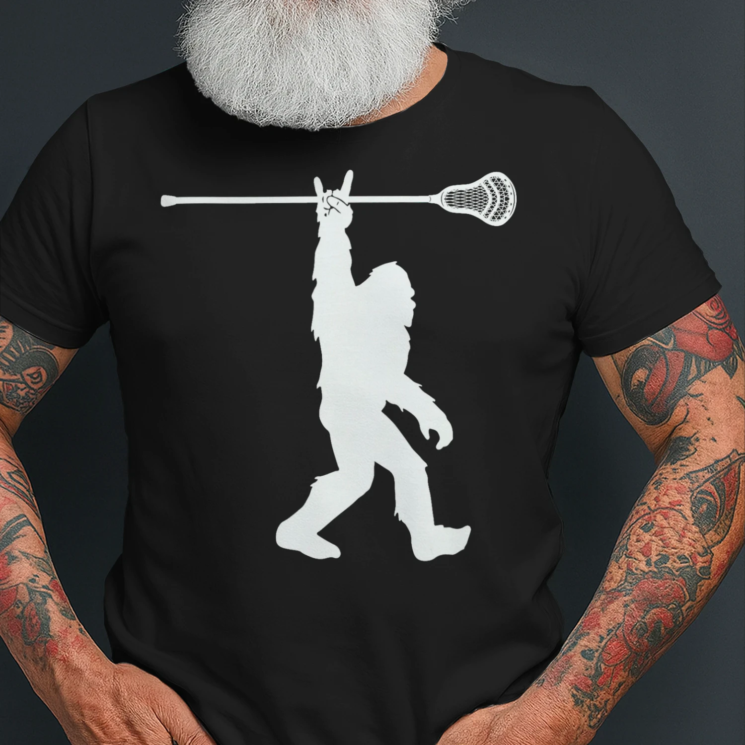Lacrosseshirt Vintage Lax Bigfoot Sasquatch Men Boys Bigfoot T Shirt STB0393