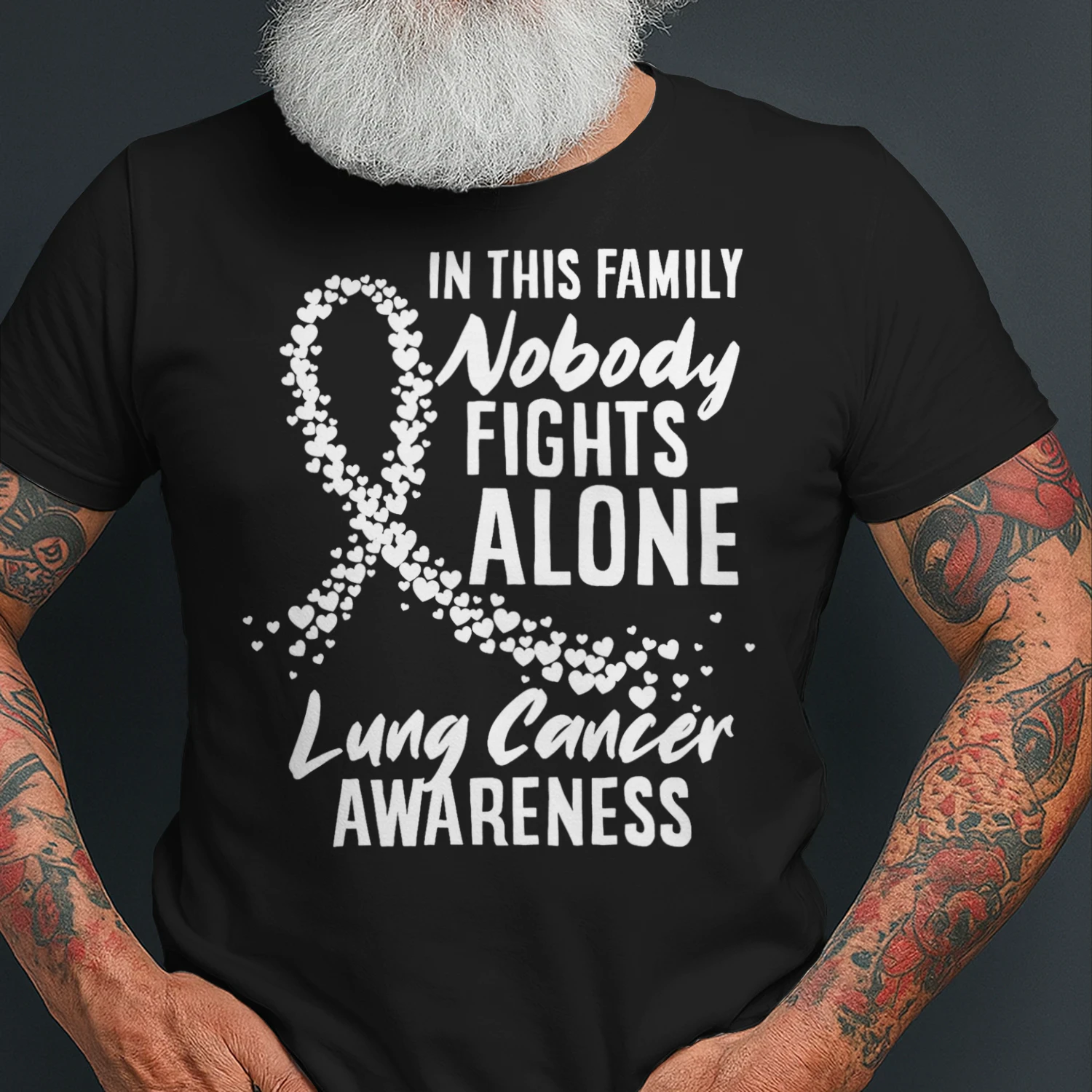 In This Family Nobody Fights Alone Lung Cancer Awareness Lung Cancer T Shirt LUC0081