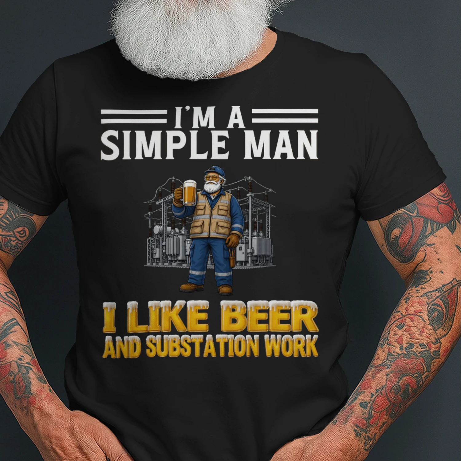 Simple Man I Like Beer And Substation Work Black SUB0006