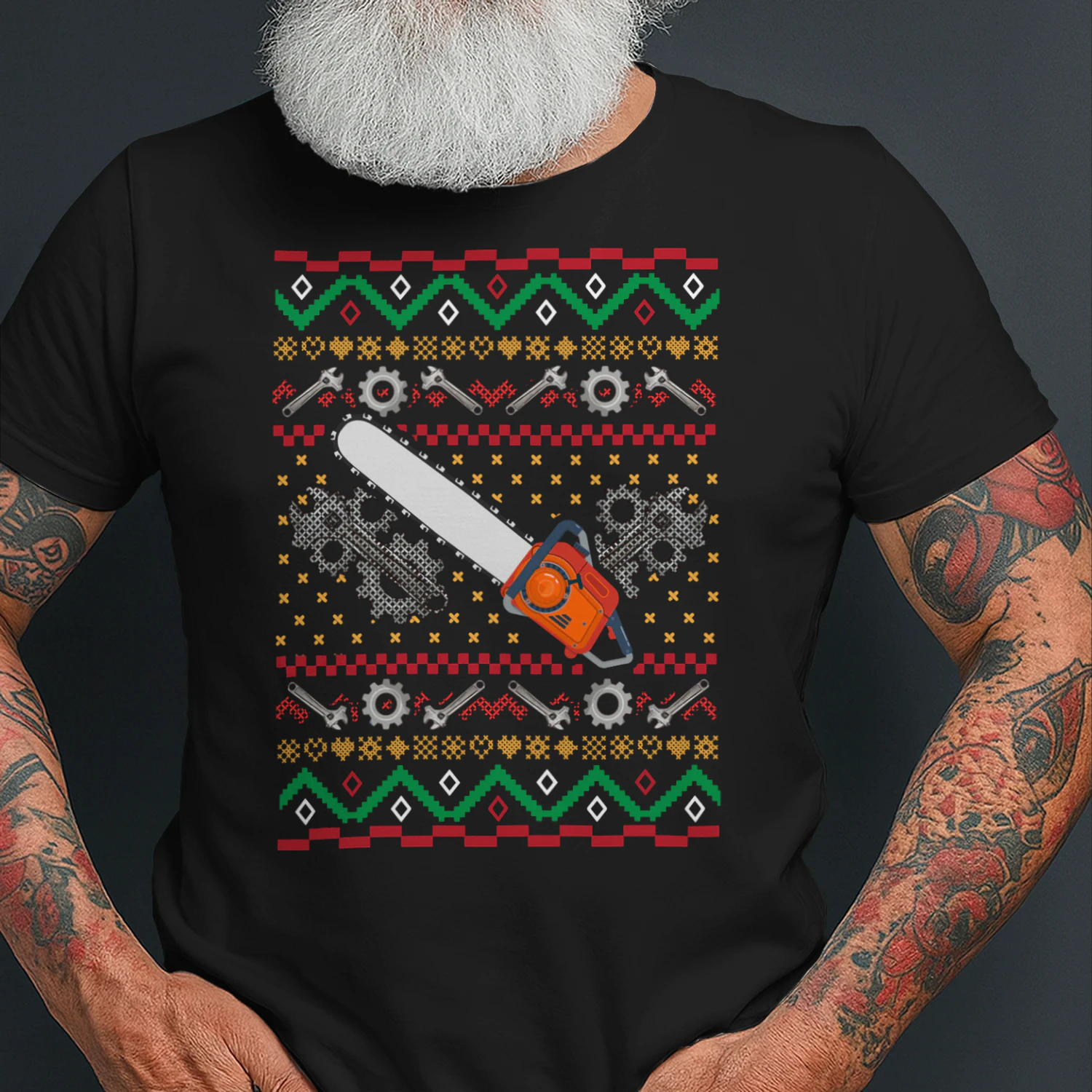 Lumberjack Ugly Christmas Sweatshirt Chainsaw Tree Service LUB0235