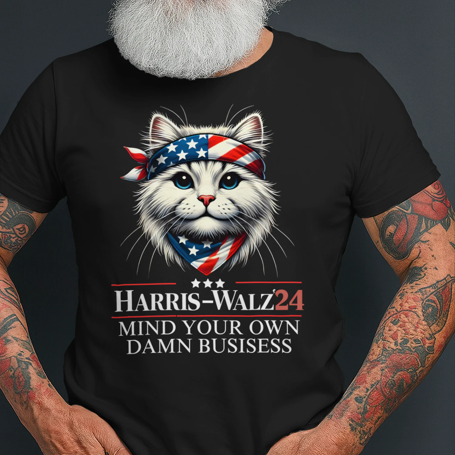 Walz Mind Your Own Damn Business Harris Waltz Cat Lady Cat T Shirt CLR0686