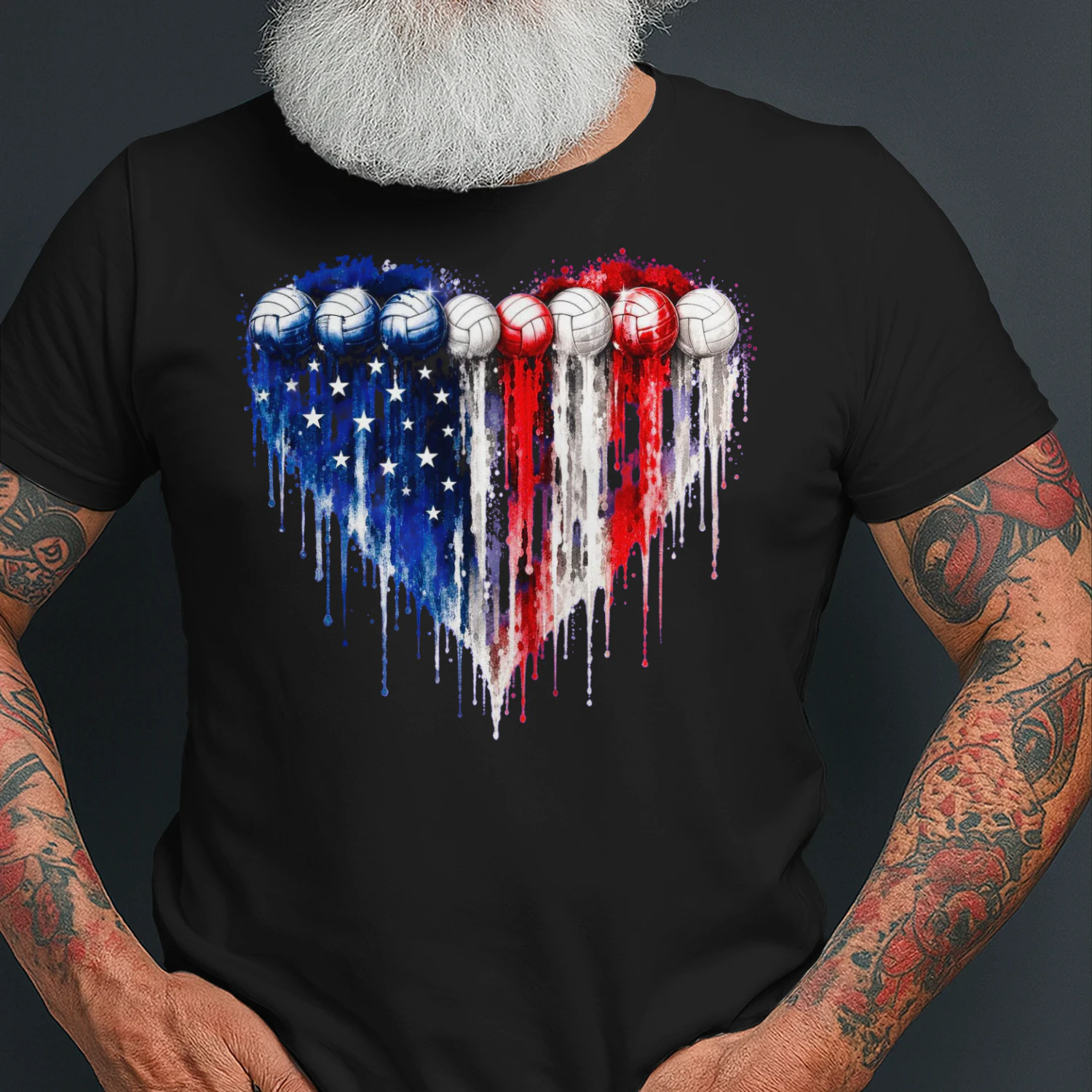 Volleyballs Heart American Flag For Sport Lover Volleyball T Shirt VOL0025