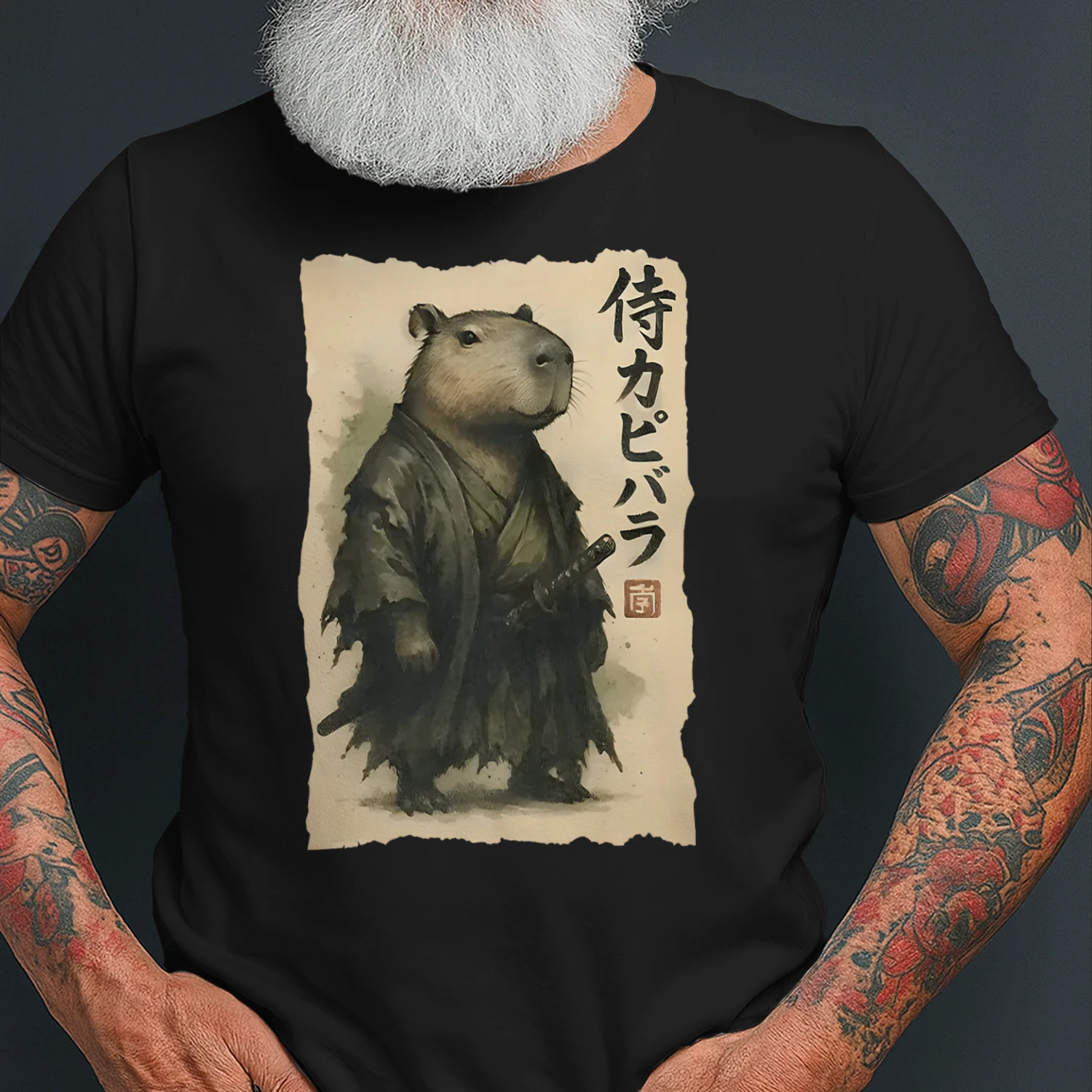 Samurai Capybara Funny Capybara Japanese Animal T Shirt CAB0728