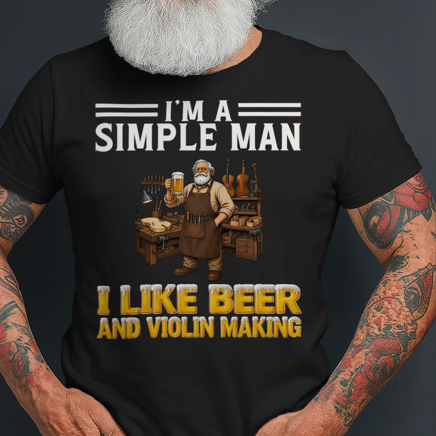 Simple Man I Like Beer And Violin Making Black VIO0007