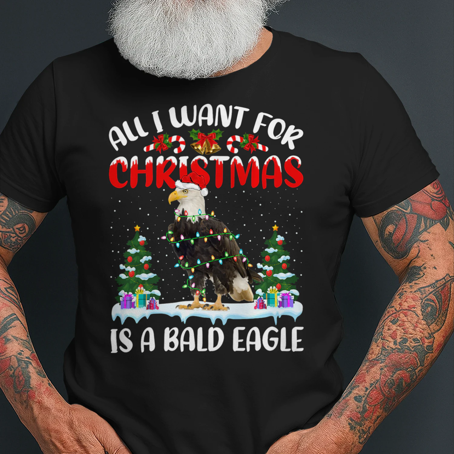 Funny Santa Hat All I Want For Christmas Is A Bald Eagle Premium Eagle T Shirt EAG0075