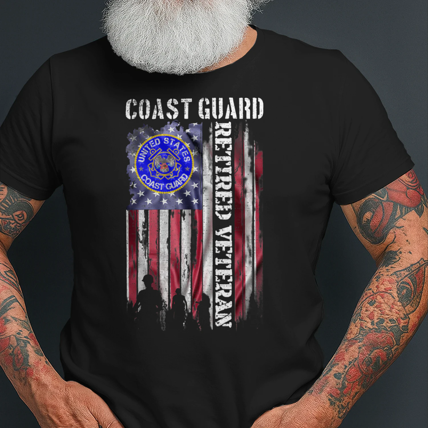 Vintage Usa American Flag Coast Guard Proud Retired Veteran Veteran T Shirt VET1060