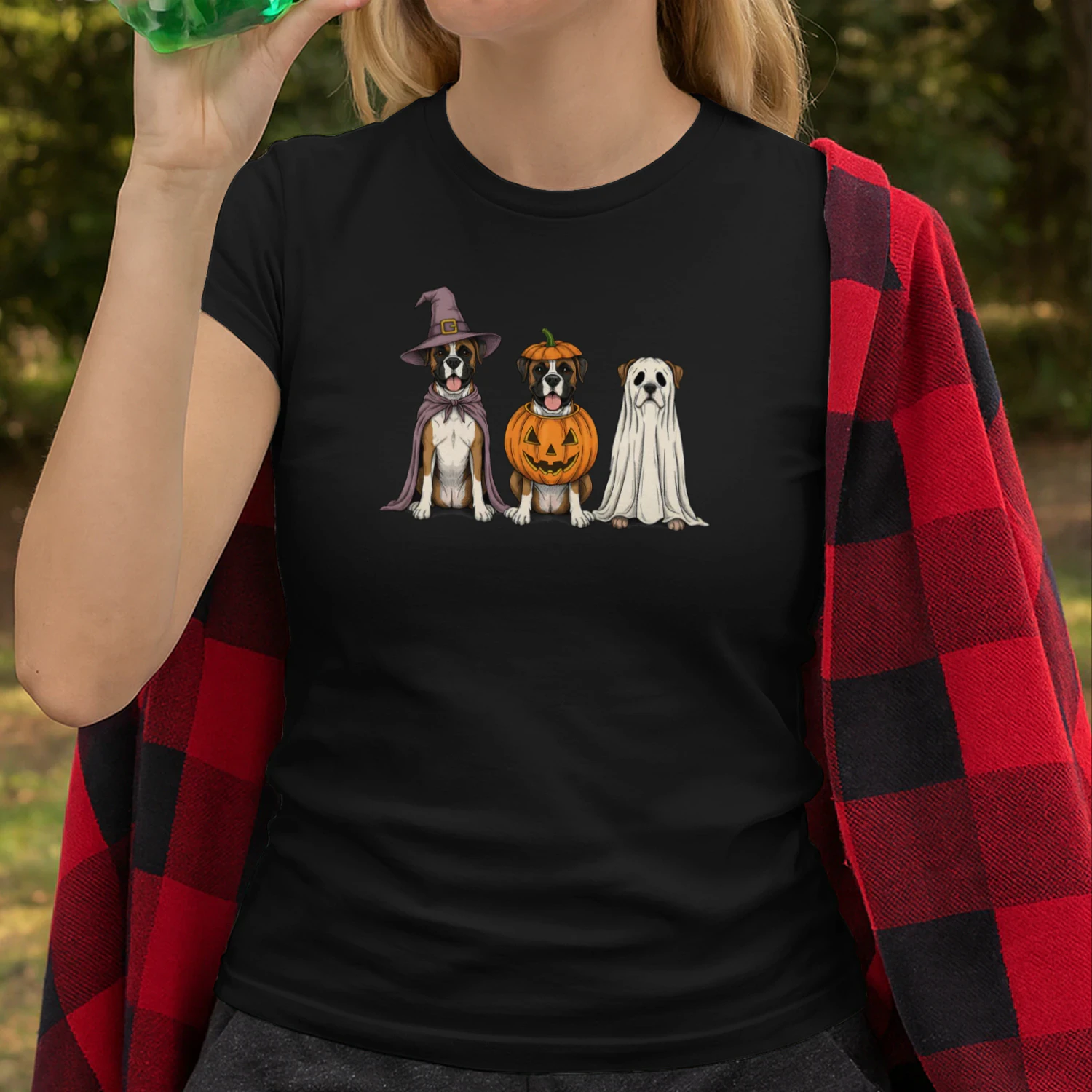 Spooky Ghost Boxer Dog Lover Pumpkin Halloween Witch T Shirt WIT0259