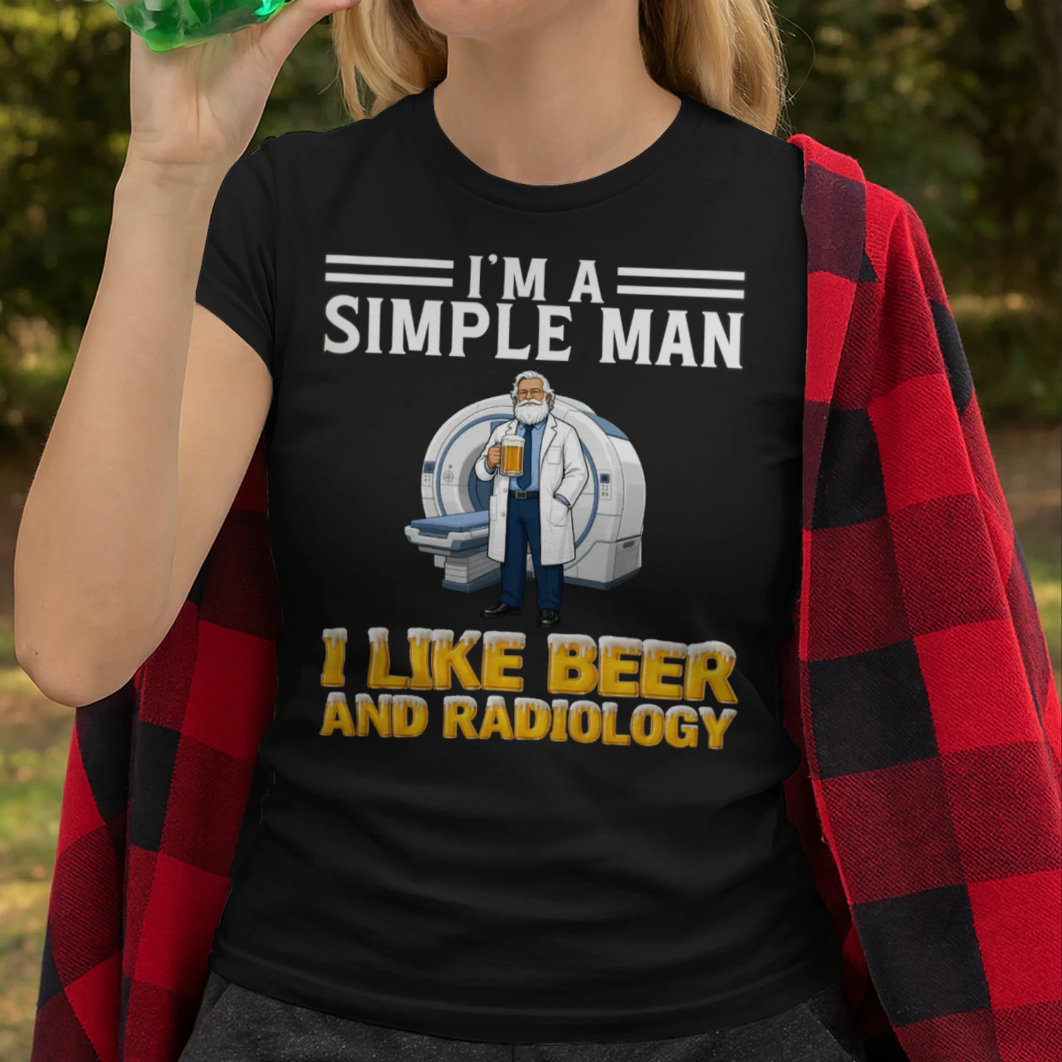 Simple Man I Like Beer And Radiology Black RAD0007