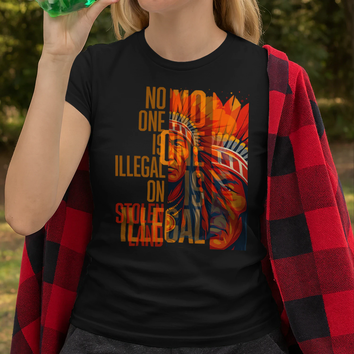 No One Is Illegal On Stolen Land Native Americans Vintage Man NA T Shirt NTA0296