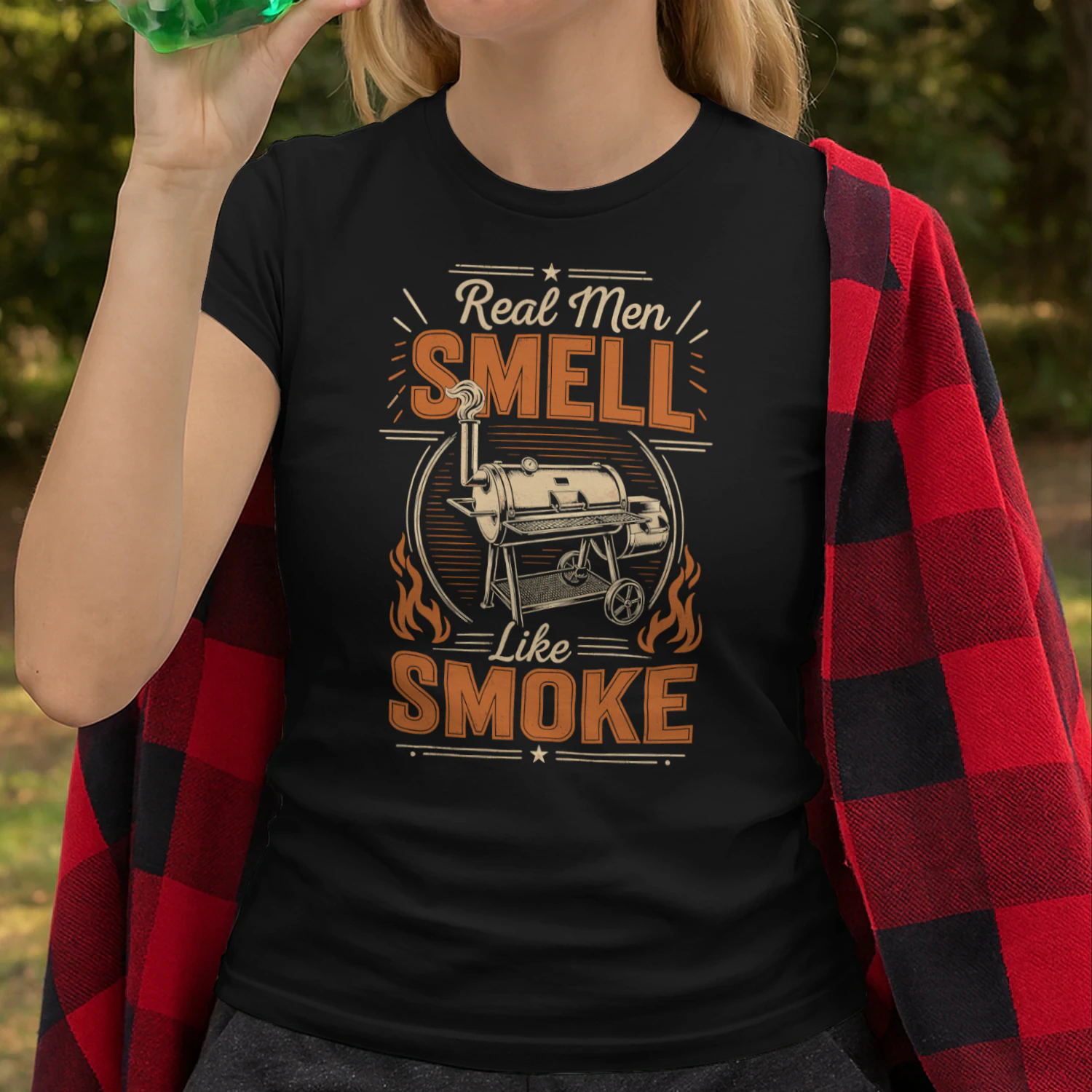Real Men Smell Like Smoke Vintage Smoker Grill Master BBQ T Shirt BBQ0021