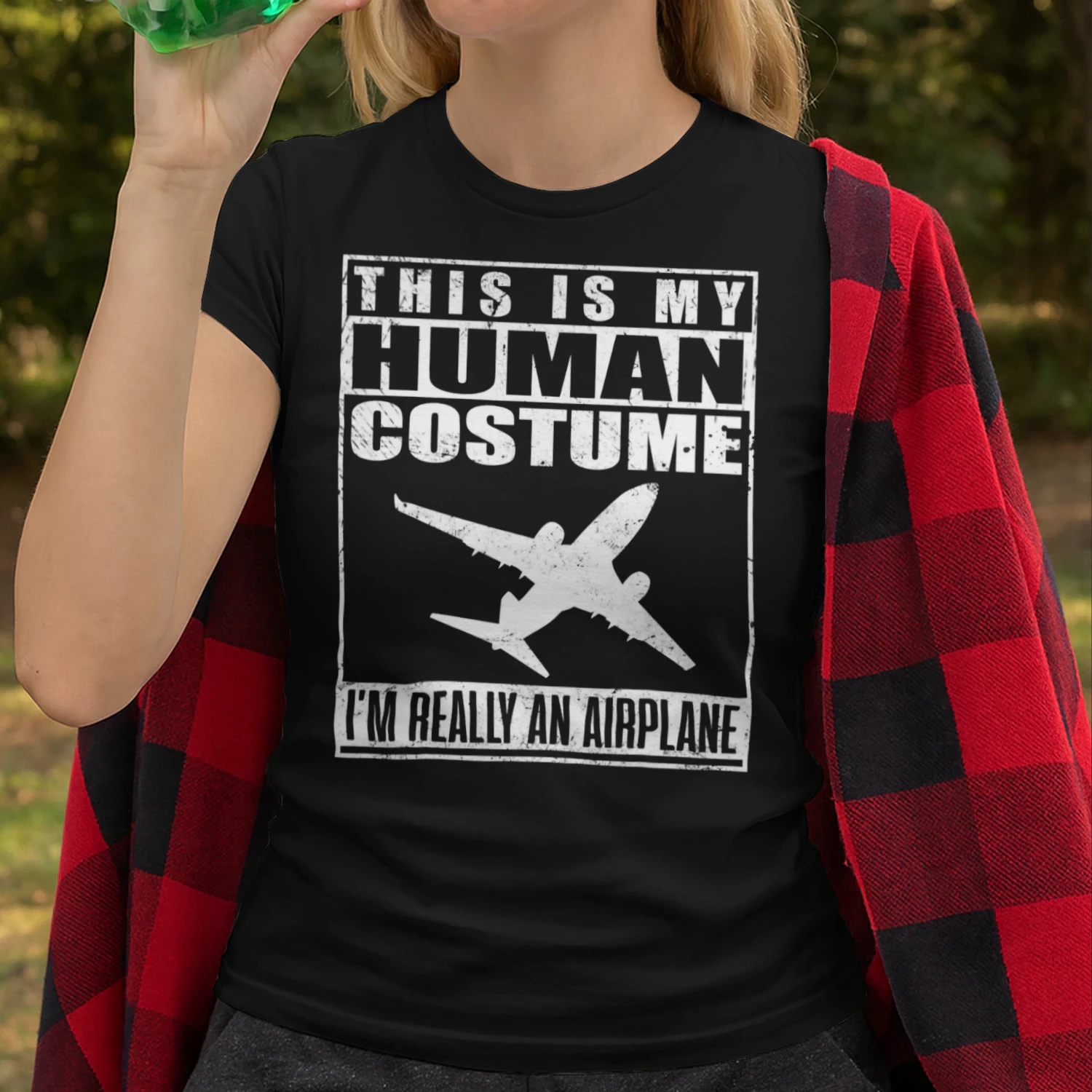 This Is My Human Costume Im An Airplane Halloween Pilot Airplane T Shirt AIP0884