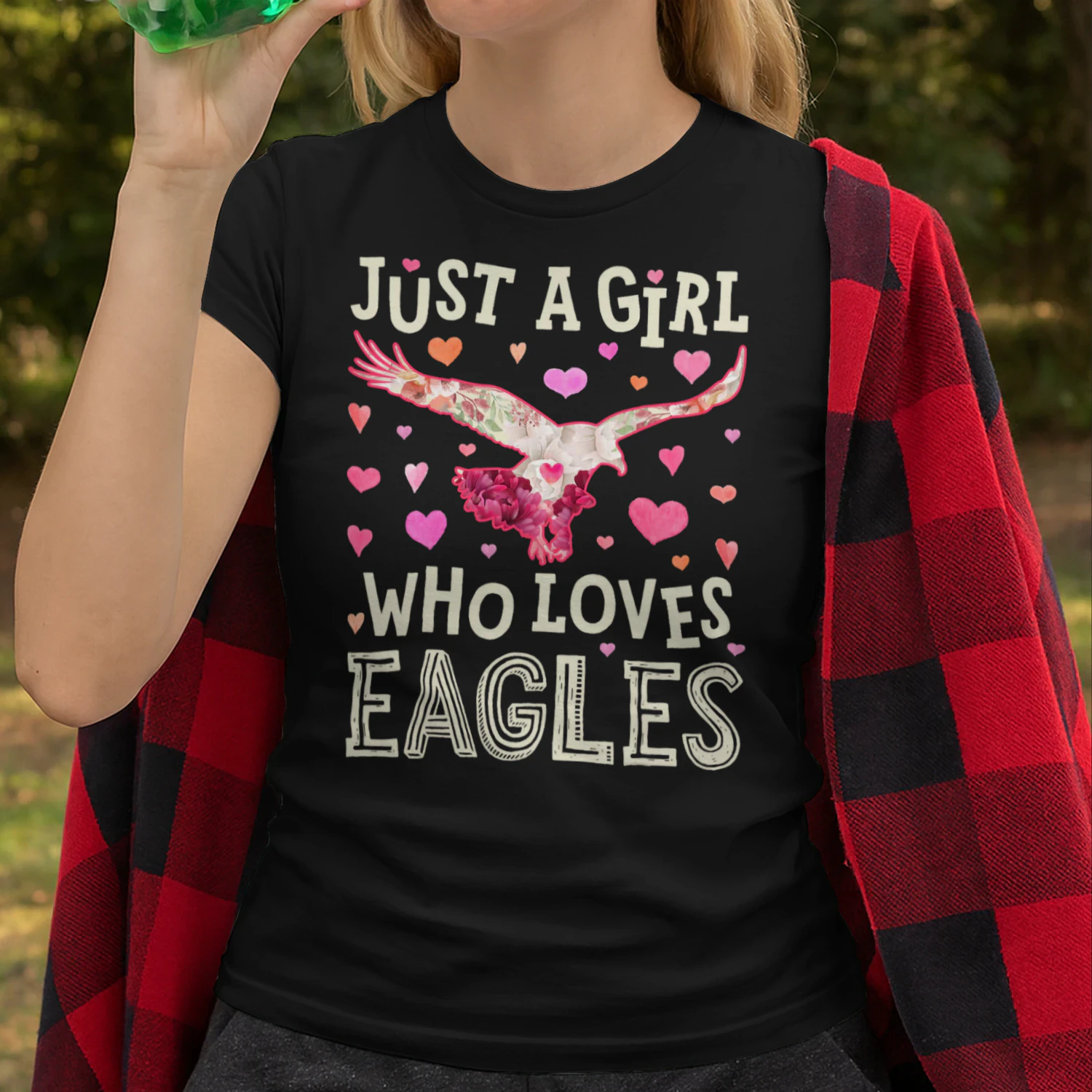 Eagle Just A Girl Who Loves Eagles Flowers Women Bird Floral Eagle T Shirt EAG0052