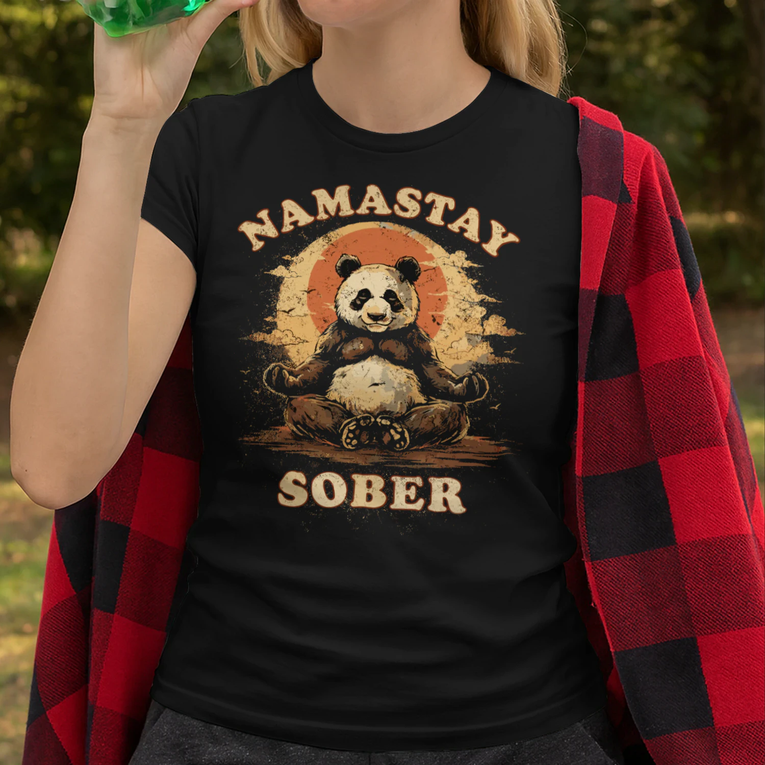 Bear Namastay Sober Na Aa Mediation Sobriety T Shirt SOB0029