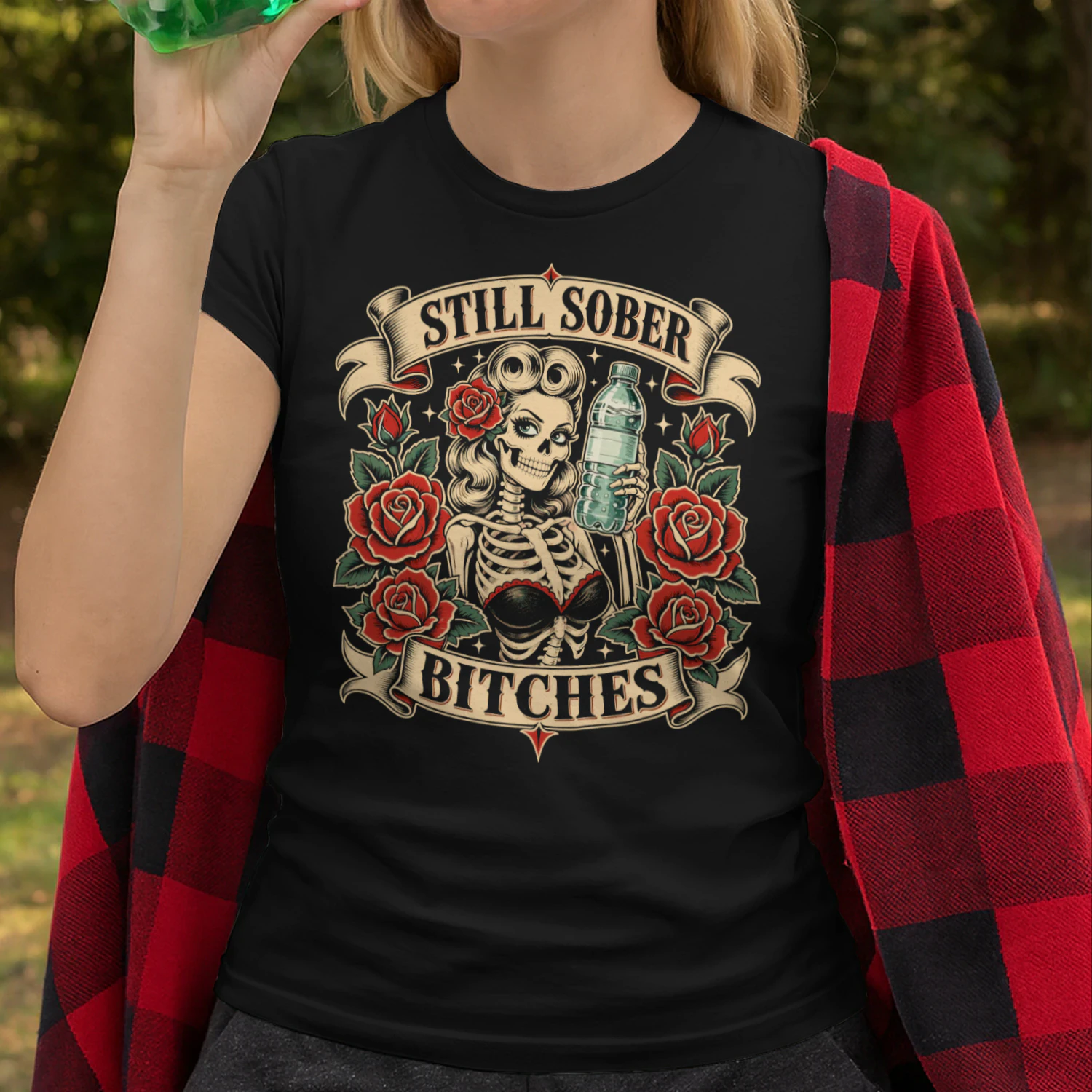 Still Sober B Tches Funny Sobriety Skeleton Aa Na Sobriety T Shirt SOB0046