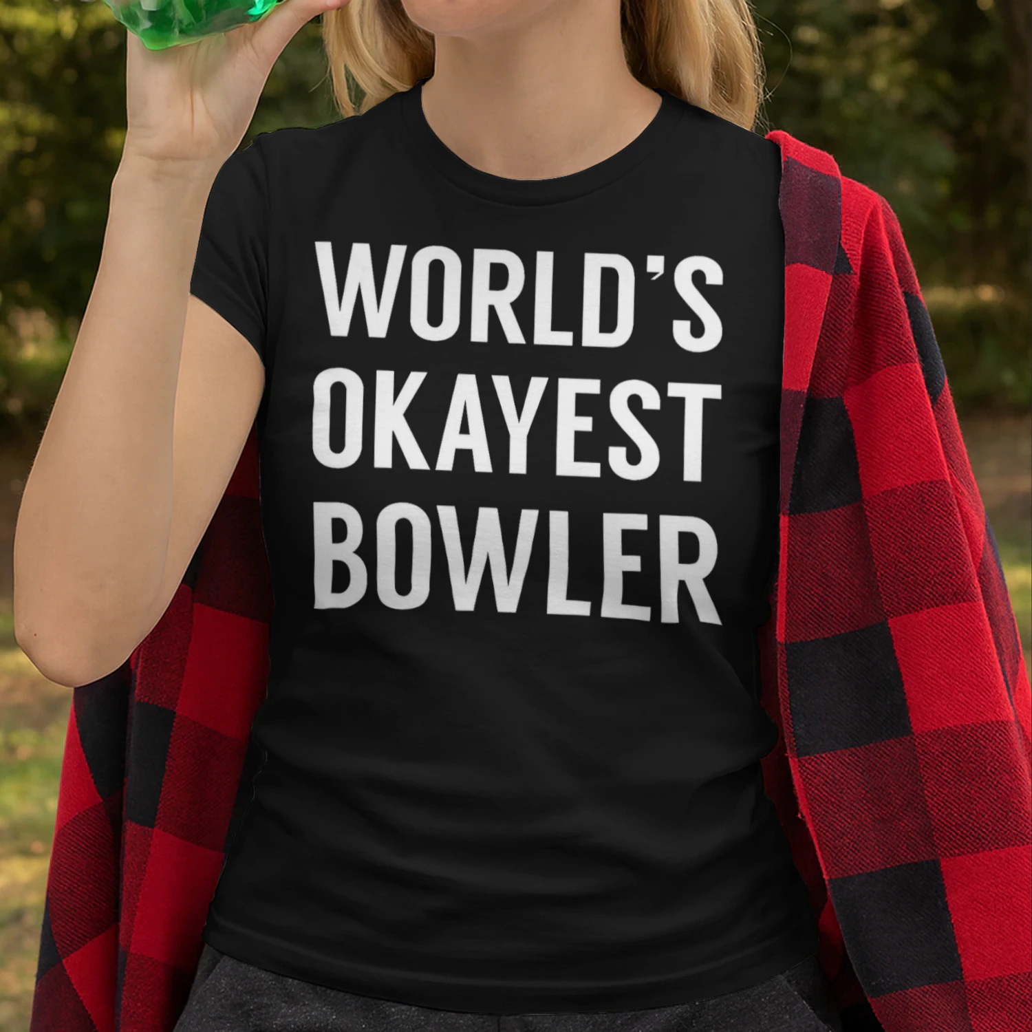 World's Okayest Bowler Funny Bowling T Shirt BOL1530