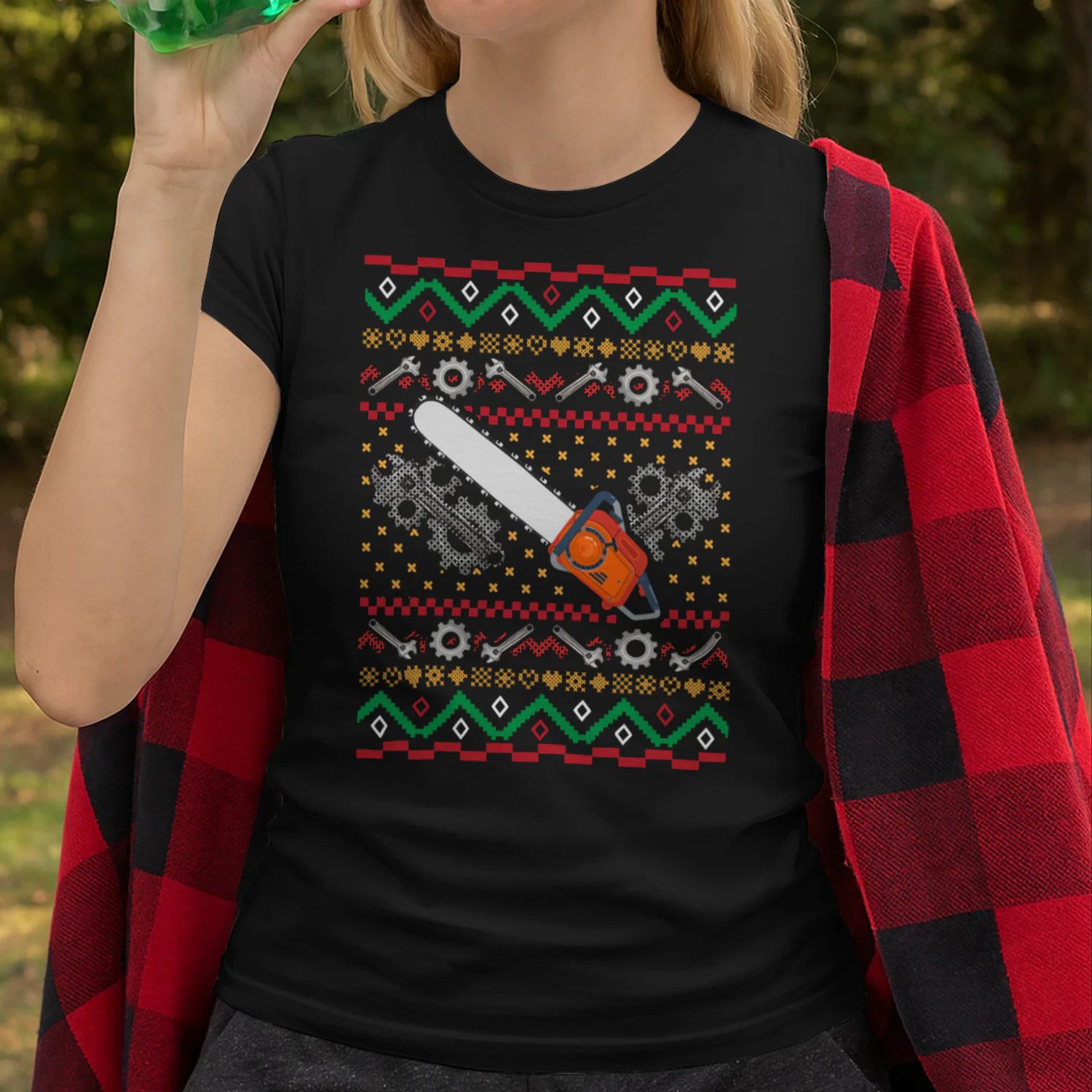 Lumberjack Ugly Christmas Sweatshirt Chainsaw Tree Service LUB0235