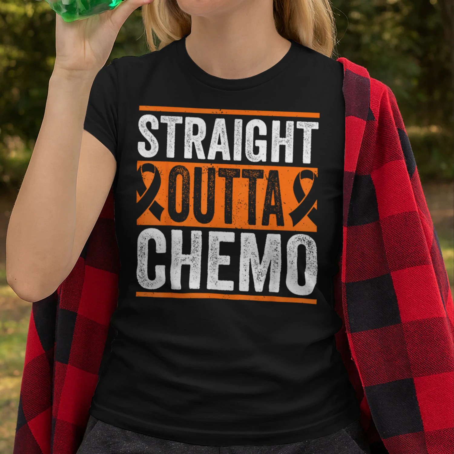 Straight Outta Chemo Leukemia Cancer Fighter T Shirt LEW0314