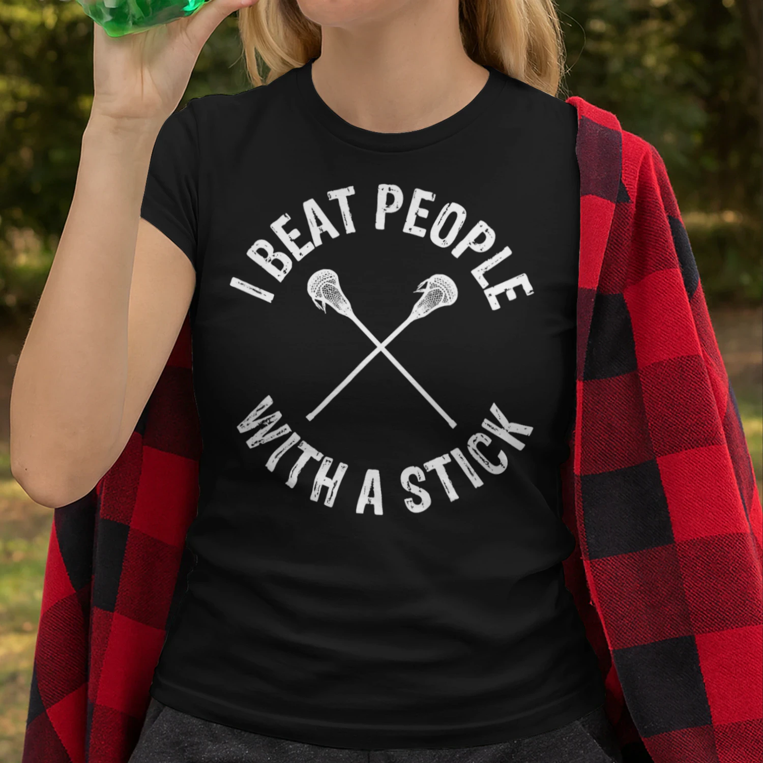 I Beat People With A Stick Funny Lacrosse Lacrosse T Shirt LAR0107