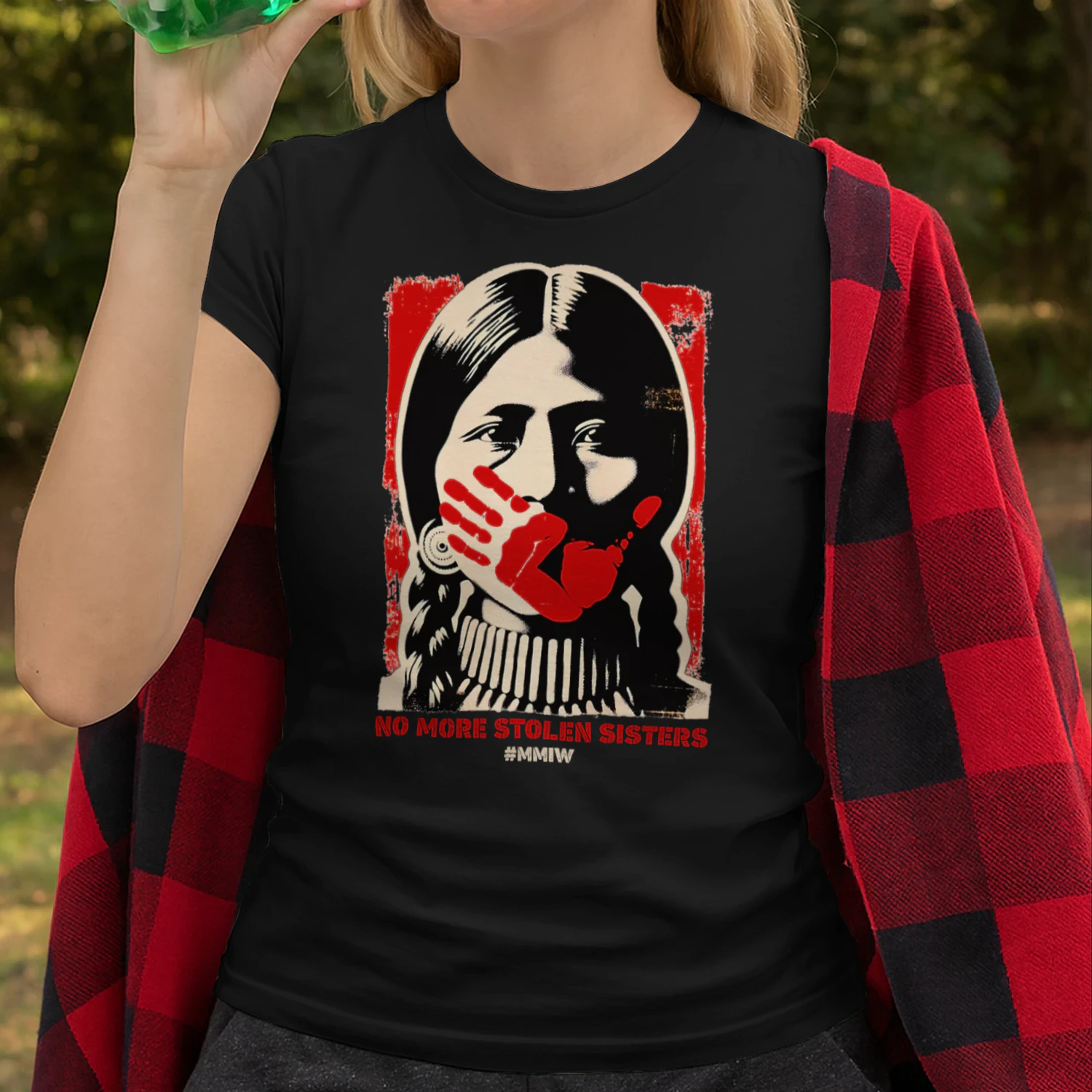 Nomore Stolen Sister Red Hand Mmiw Awareness America Women Native NA T Shirt NTA0345