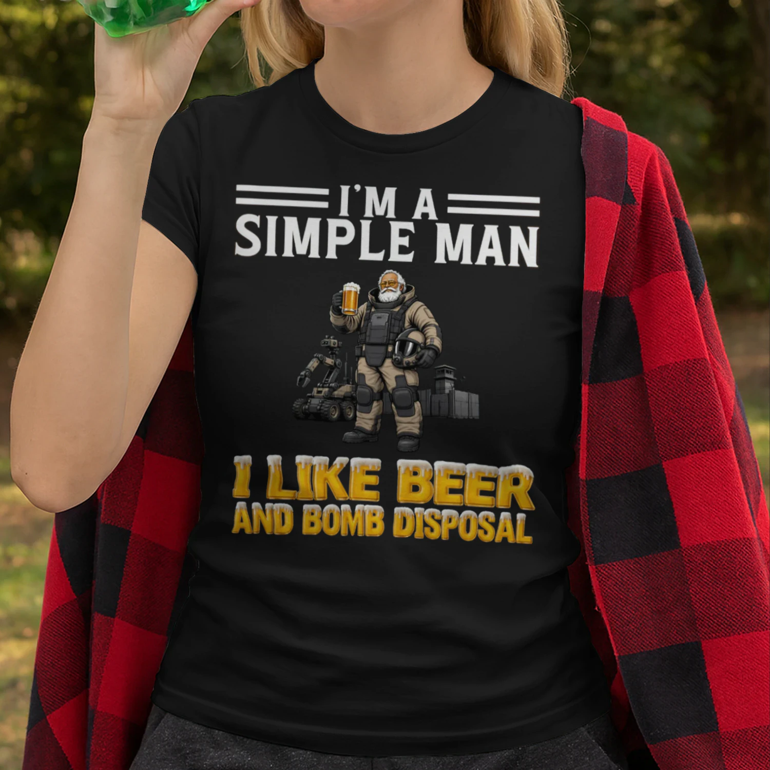 Simple Man I Like Beer And Bomb Disposal Black BOM0006