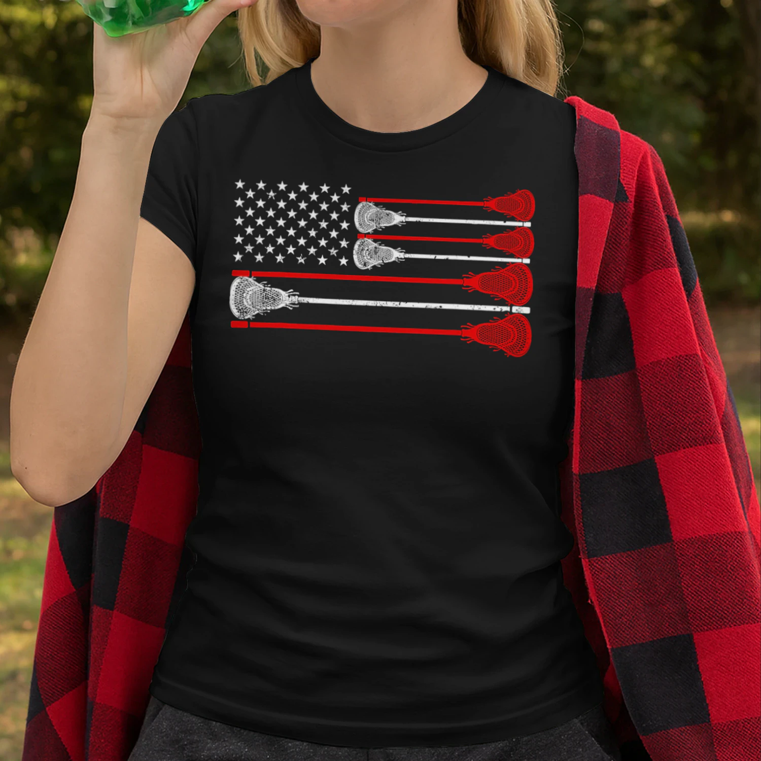 Vintage Usa American Flag Lacrosse Player Lover Patriotic Lacrosse T Shirt LAR0487