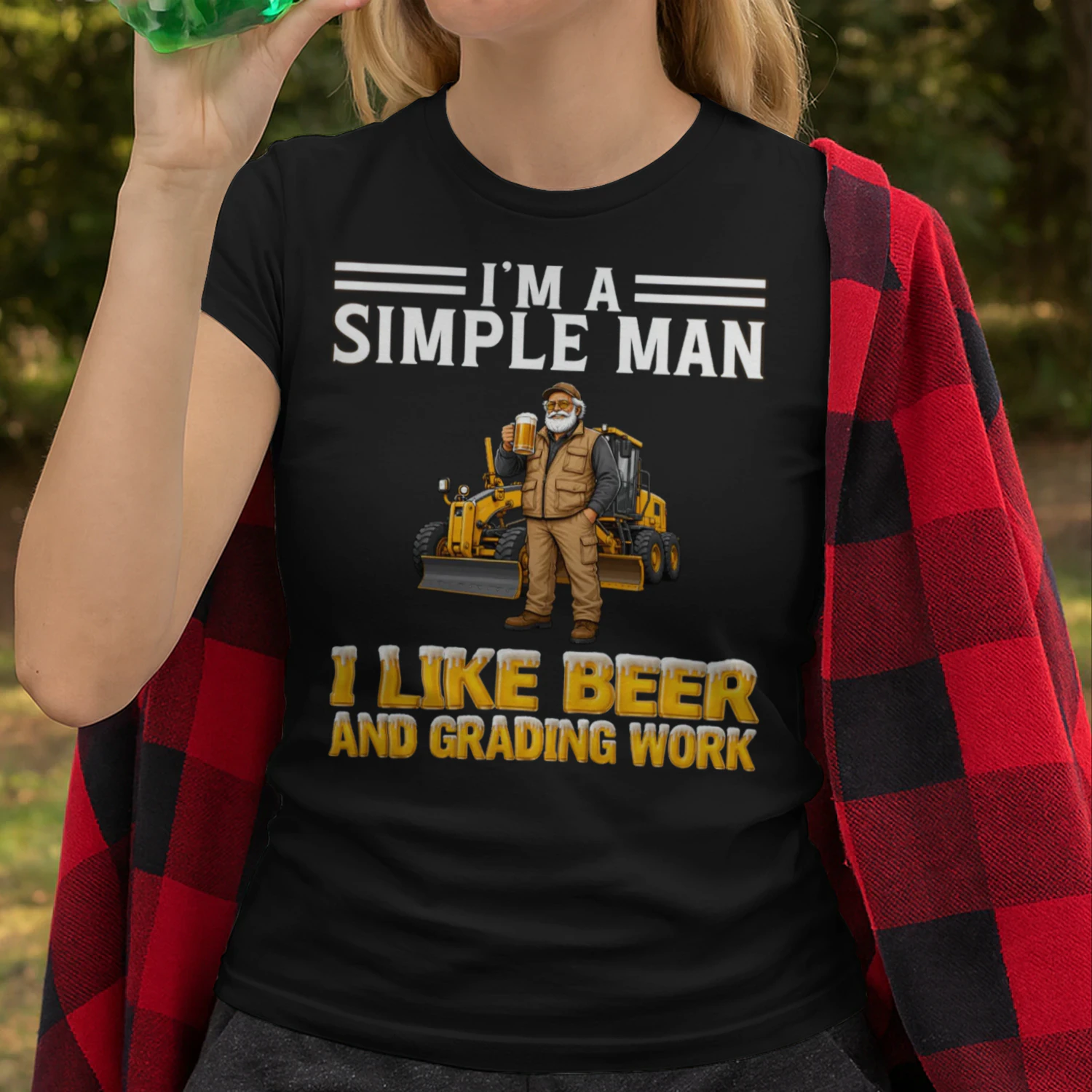 Simple Man I Like Beer And Grading Work Black GRA0007