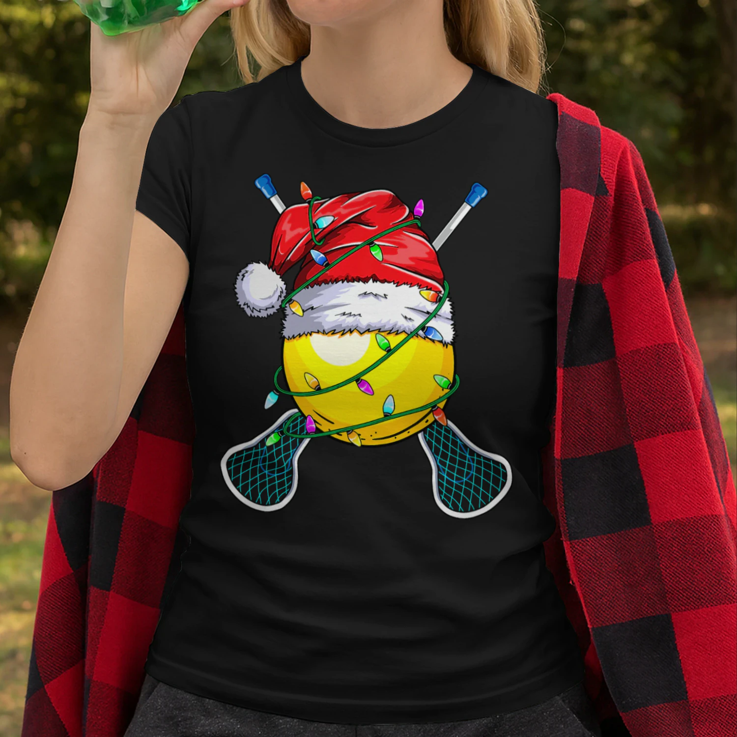 Santa Sports Design Christmas Lacrosse Player Lacrosse T Shirt LAR0446