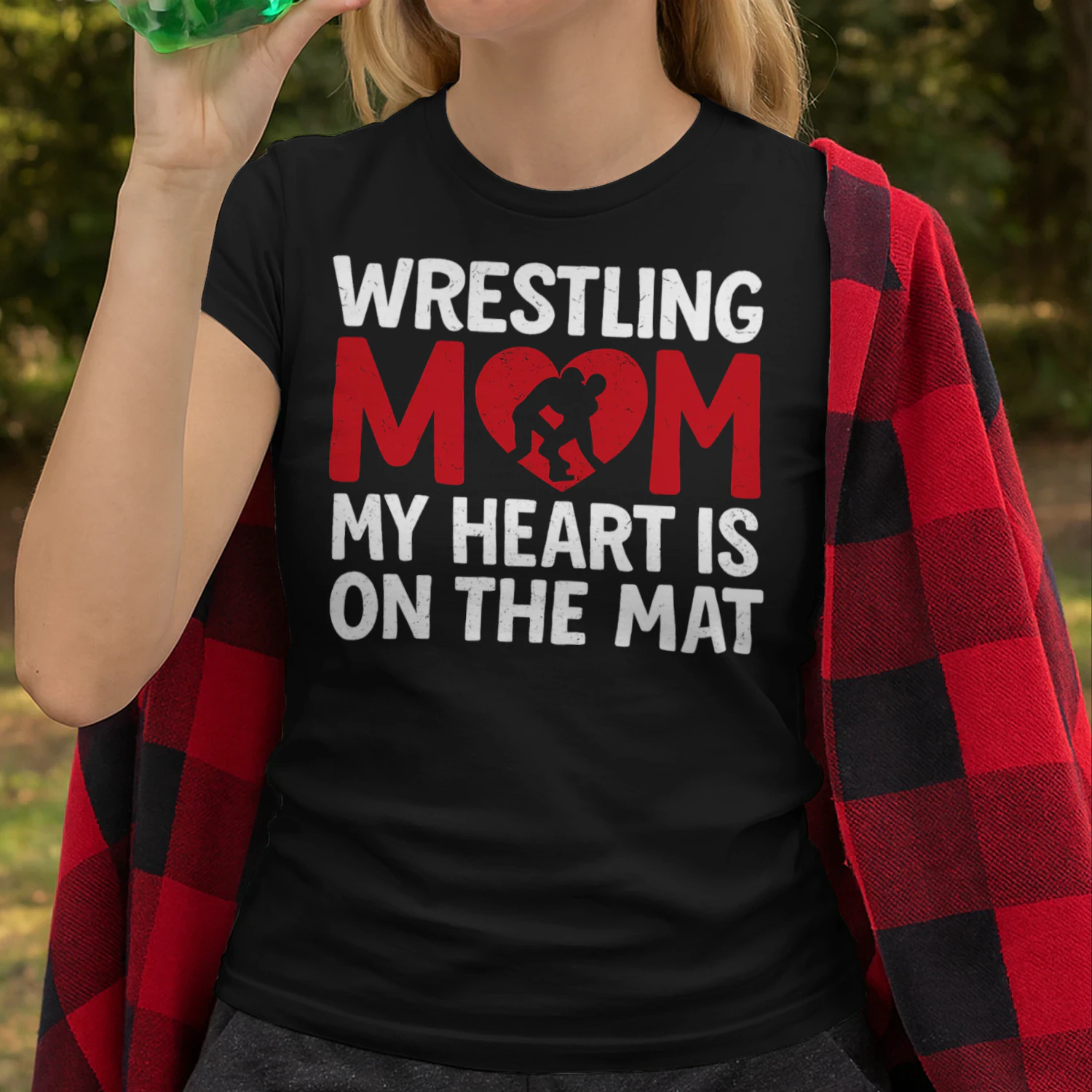 Wrestling Mom My Heart Is On That Mat Wrestler Support Wrestling T Shirt WRT0539