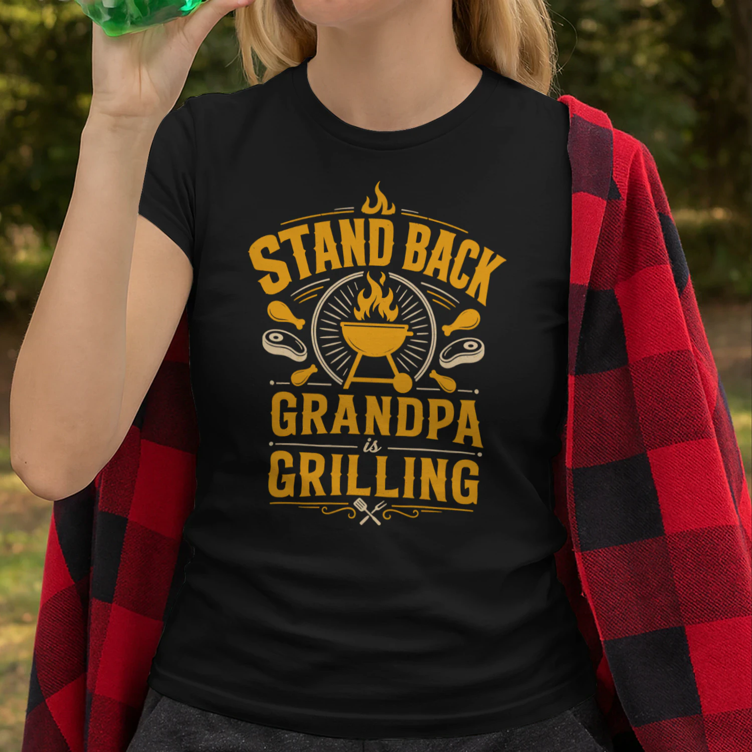 Stand Back Grandpa Is Grilling Retro Charcoal Grill Master BBQ T Shirt BBQ0024