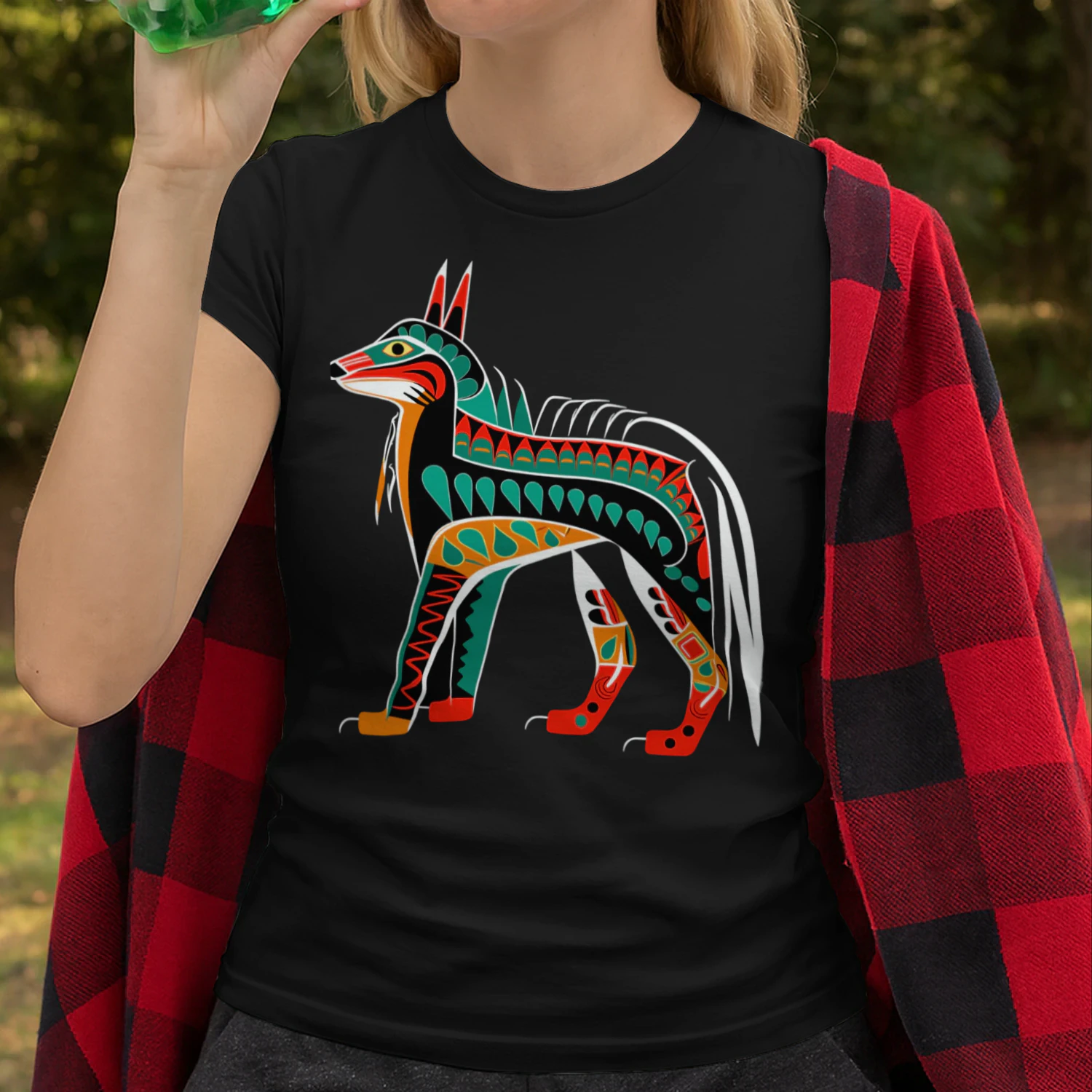 Wolf In Pacific Northwest Coast Native American Tribal Style NA T Shirt NTA0086