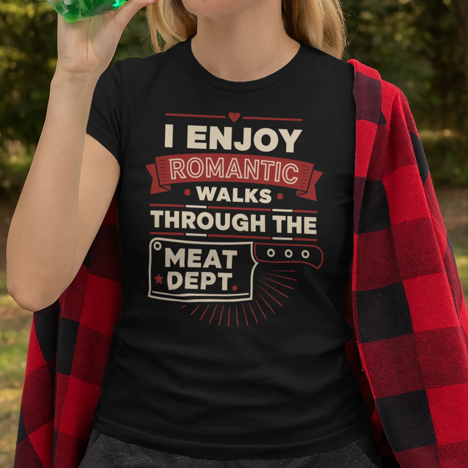 I Enjoy Romantic Walks Through The Meat Dept Funny Butcher BBQ T Shirt BBQ0010