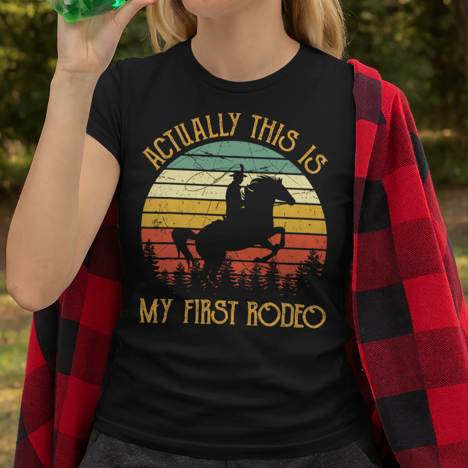 Western Cowboy Riding Horse Actually This Is My First Rodeo Horse T Shirt HOR0483
