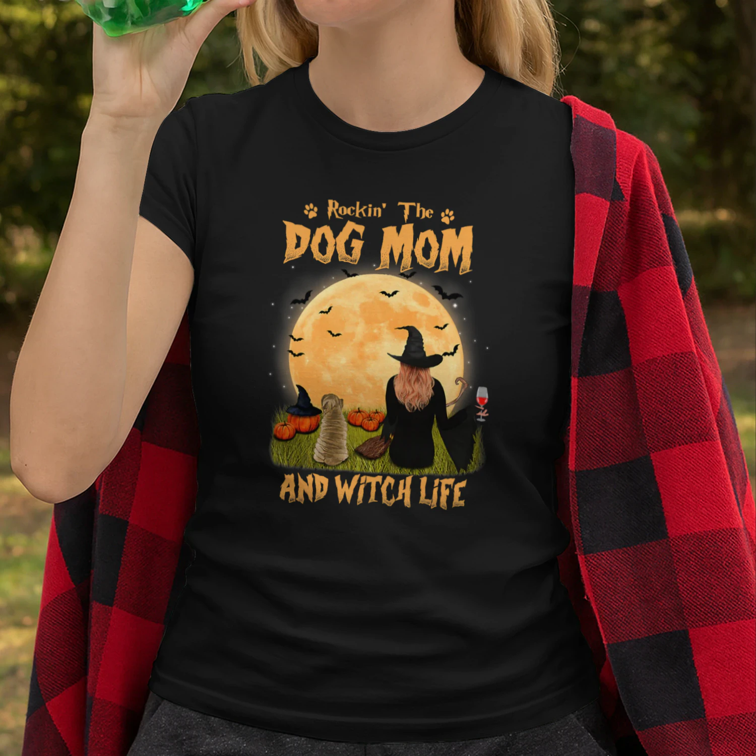 Rocking The Dog Mom And Witch Life Shar Pei Halloween Witch T Shirt WIT0246