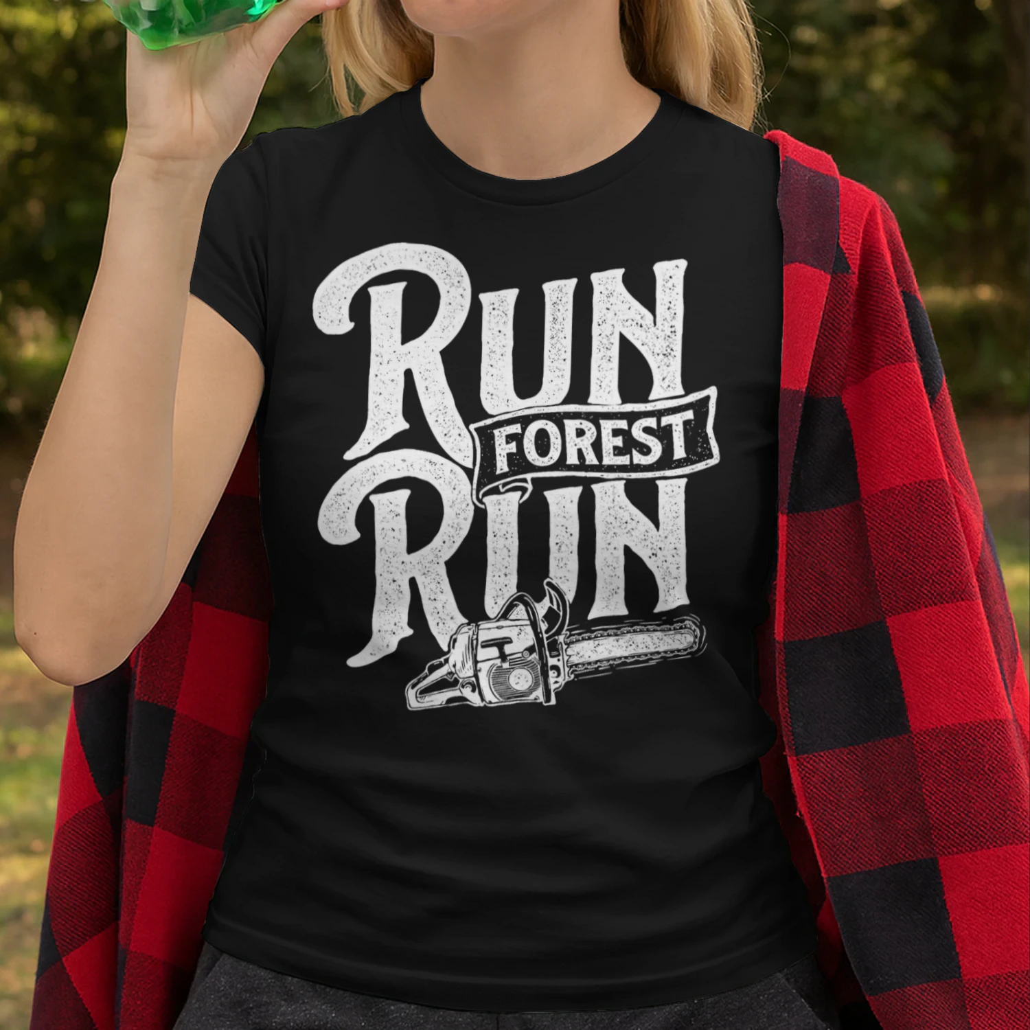 Run Forest Run Lumberjack Sawmill Worker Logger Chainsaw T Shirt LUB0304