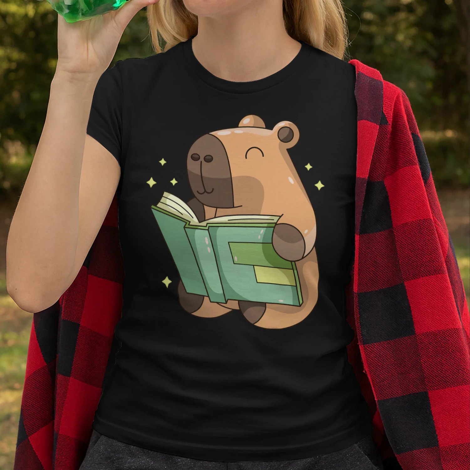 Pet Capybara is Reading Library Capy Word Book Day Teacher Men Women Kids T Shirt CAB0705