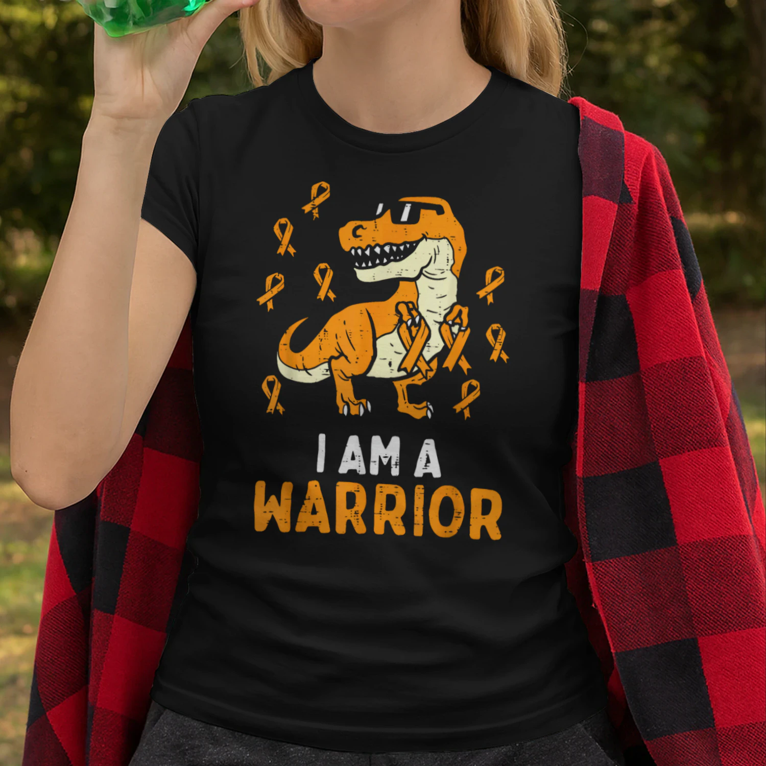 Trex Orange Ribbon Im A Warrior Leukemia Awareness Boys Kids T Shirt LEW0343