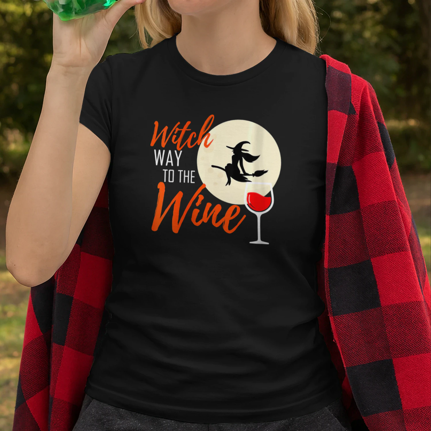 Womens Witch Way To Wine Halloween Witch Wine Witch T Shirt WIT0343