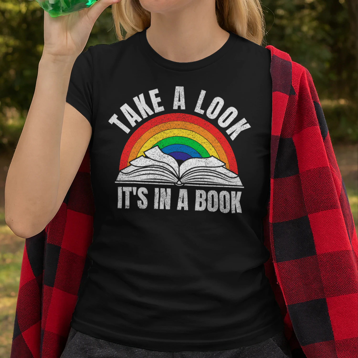 Vintage Retro Rainbow Take A Look Its In A Book Reading Art Small Read Books T Shirt REB0910