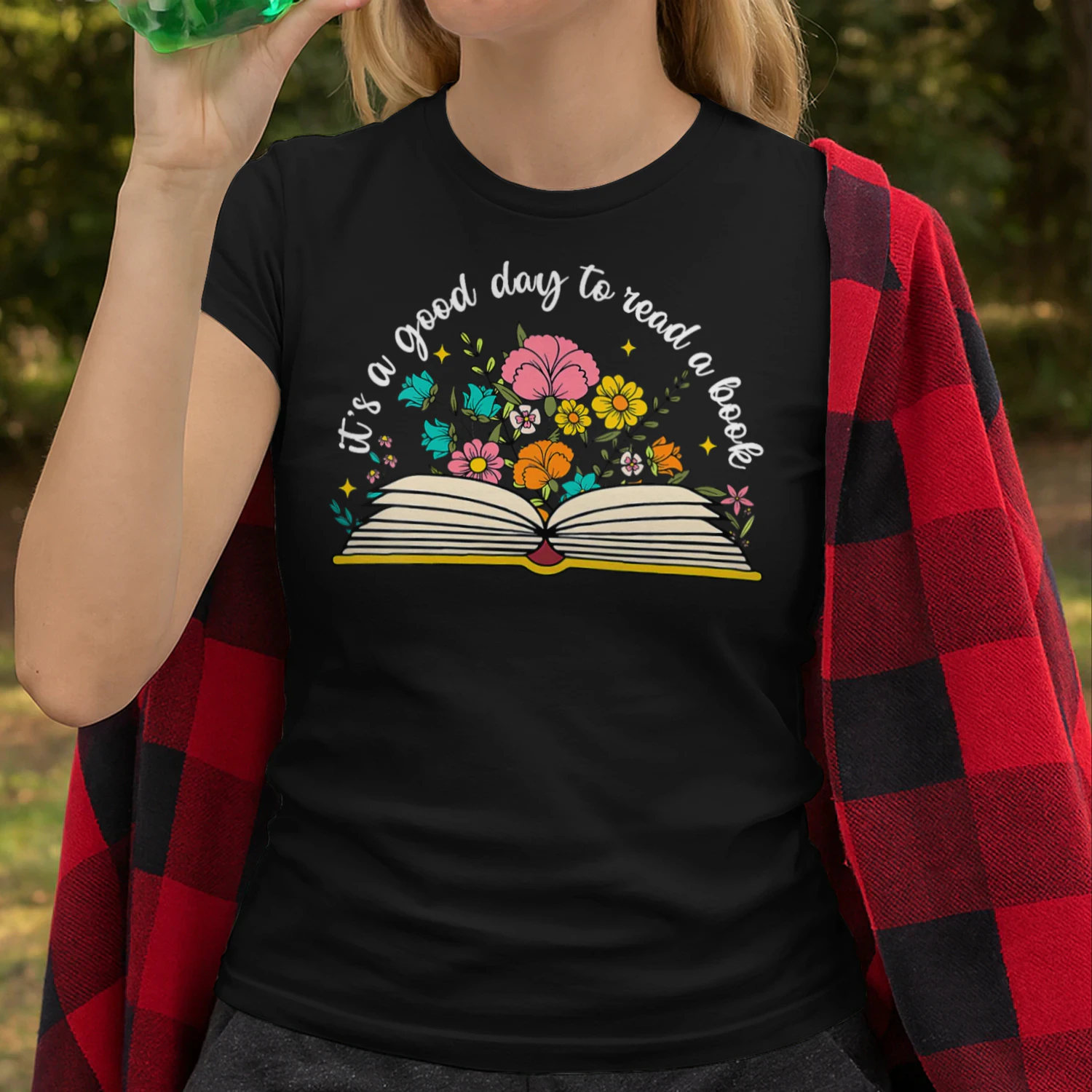 Womens Its A Good Day To Read A Book Librarian Books Reading Floral V Neck Read Books T Shirt REB0932