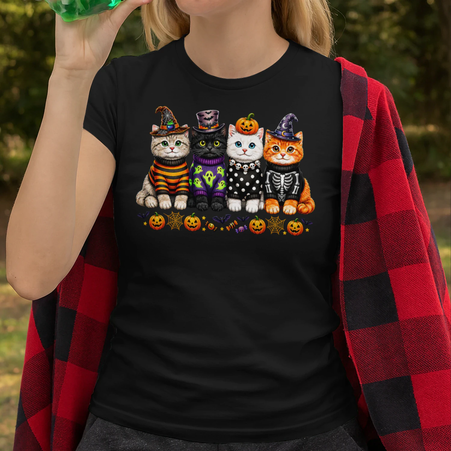 Kawaii Halloween Cat Lovers Cute Spooky Kittens for Women T Shirt CAT1127