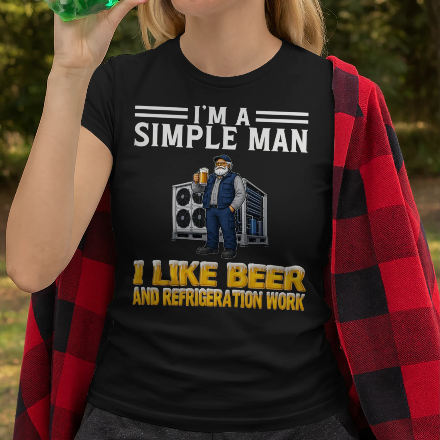 Simple Man I Like Beer And Refrigeration Work Black REW0007