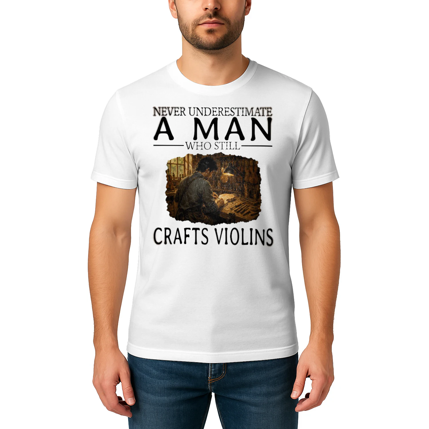 Never Underestimate A Man Who Still Crafts Violins VIO0004