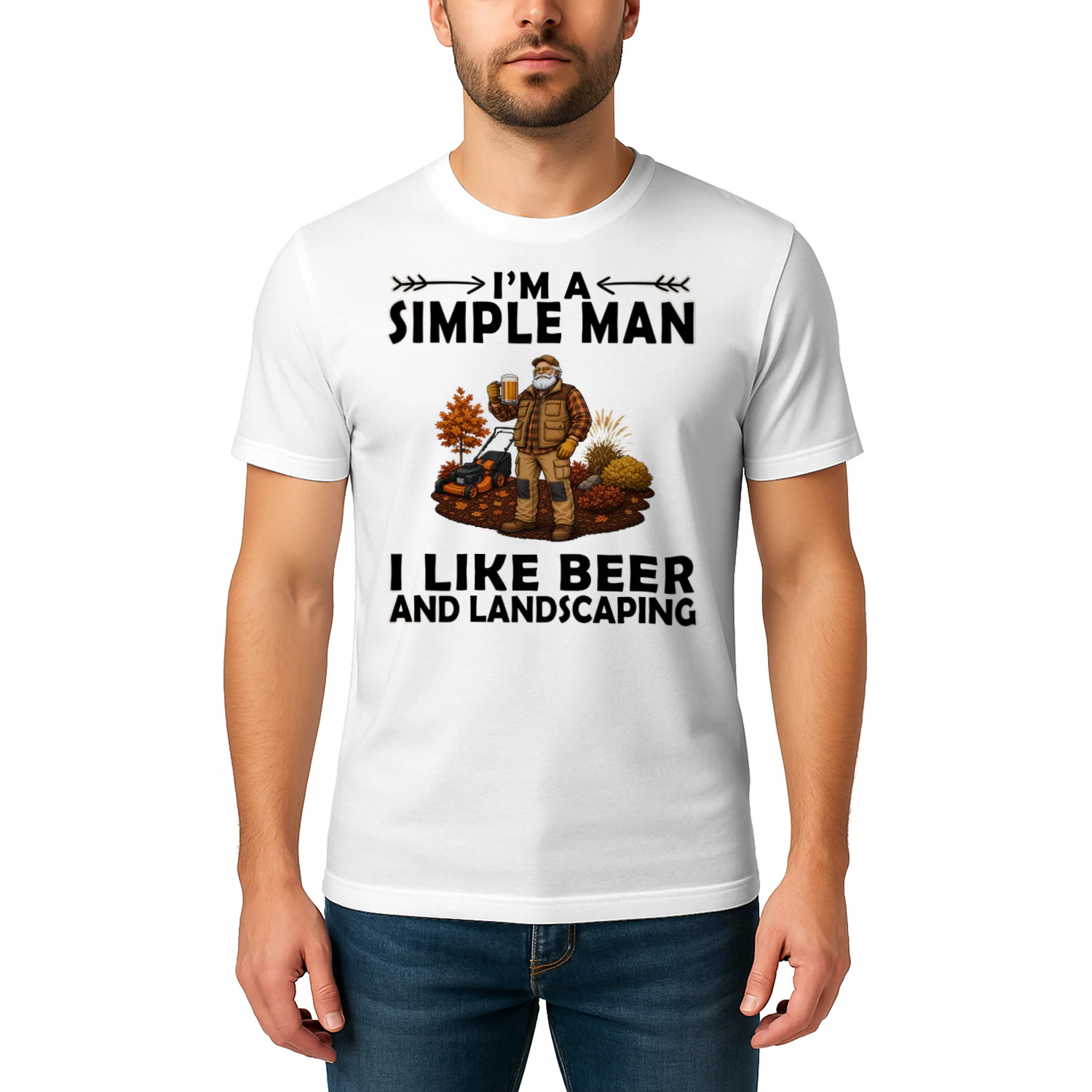 Simple Man I Like Beer And Landscaping White V2 LAN0010