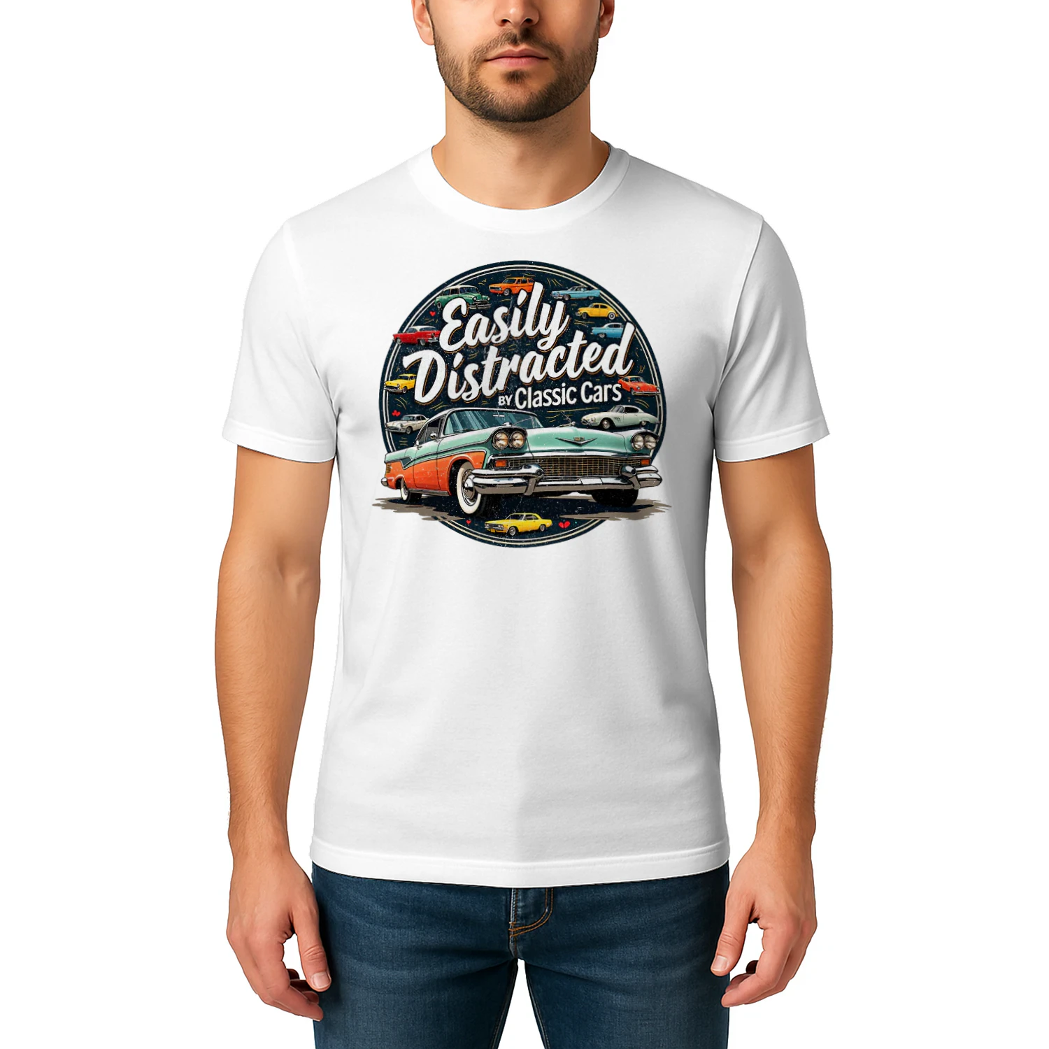 Easily Distracted By Classic Cars Shirt Vintage Old Car Guy Hot Rod T Shirt HRD0080