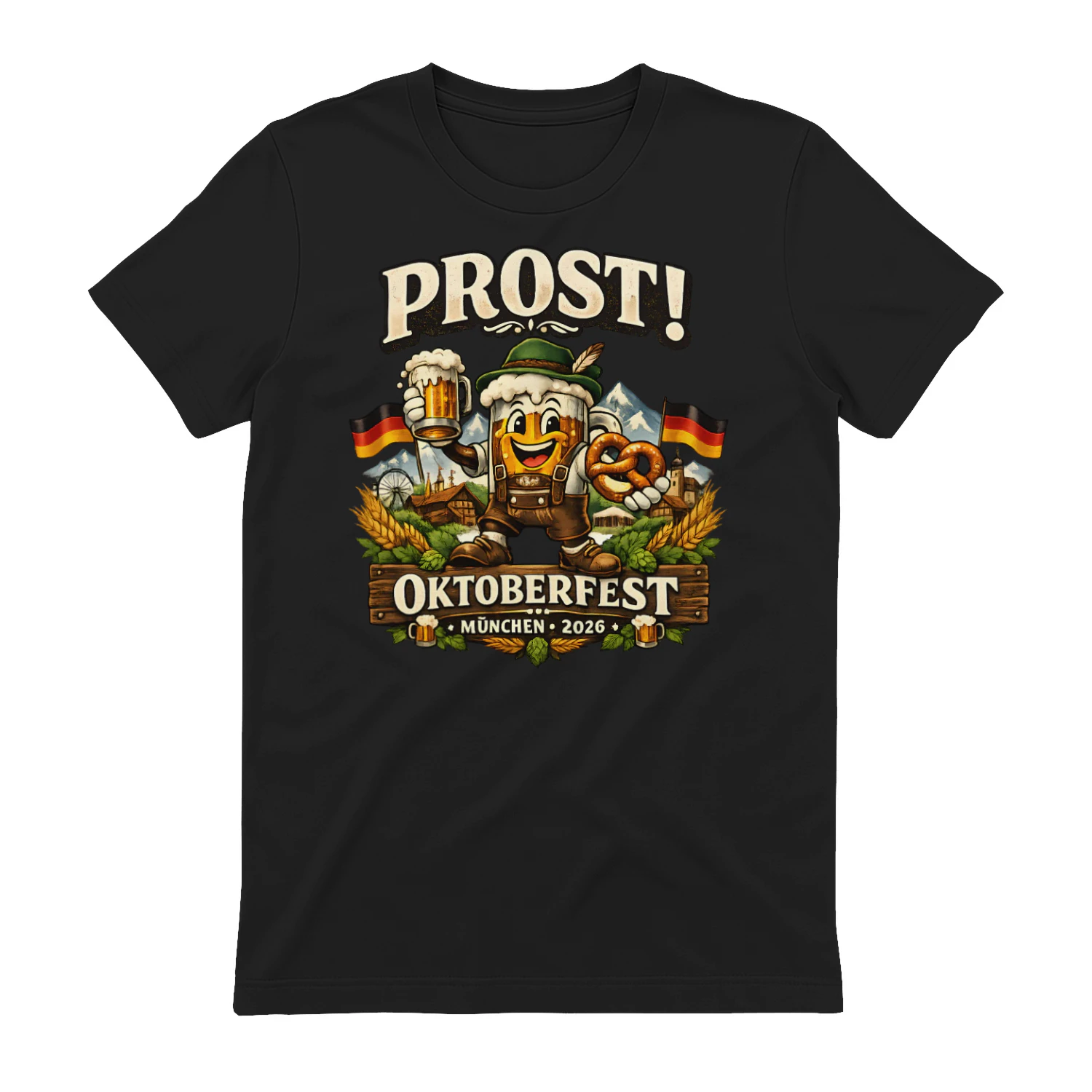 Prost! Oktoberfest München 2026 T-Shirt | Lustiges Wiesn Bier Festival Shirt für Damen & Herren
