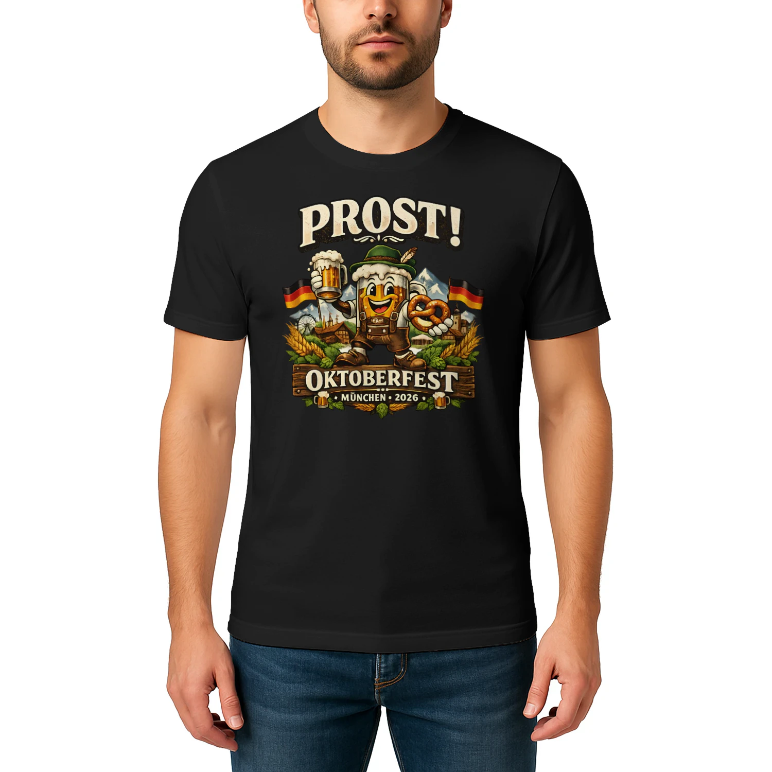 Prost! Oktoberfest München 2026 T-Shirt | Lustiges Wiesn Bier Festival Shirt für Damen & Herren