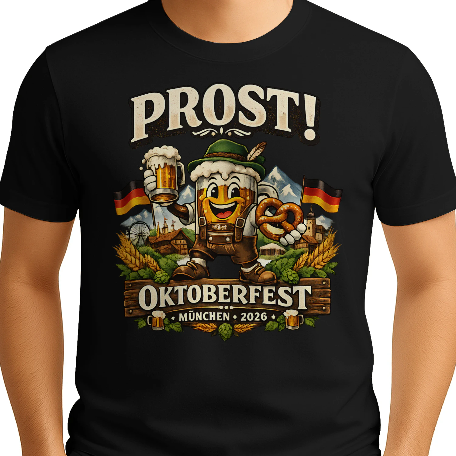 Prost! Oktoberfest München 2026 T-Shirt | Lustiges Wiesn Bier Festival Shirt für Damen & Herren