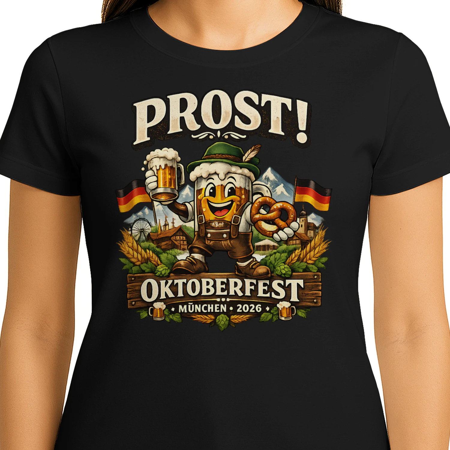 Prost! Oktoberfest München 2026 T-Shirt | Lustiges Wiesn Bier Festival Shirt für Damen & Herren