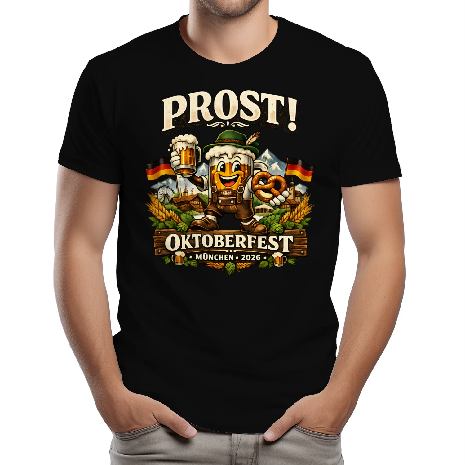 Prost! Oktoberfest München 2026 T-Shirt | Lustiges Wiesn Bier Festival Shirt für Damen & Herren